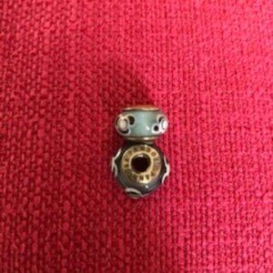 Pandora Murano glass charm Blue+Wht/Blk OS